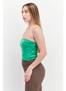 Misfit Women Straight Across Strapless Solid Top, Green  - Image 3