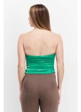 Misfit Women Straight Across Strapless Solid Top, Green  - Image 4