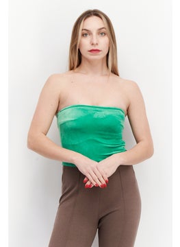 Misfit Women Straight Across Strapless Solid Top, Green  - Image 1