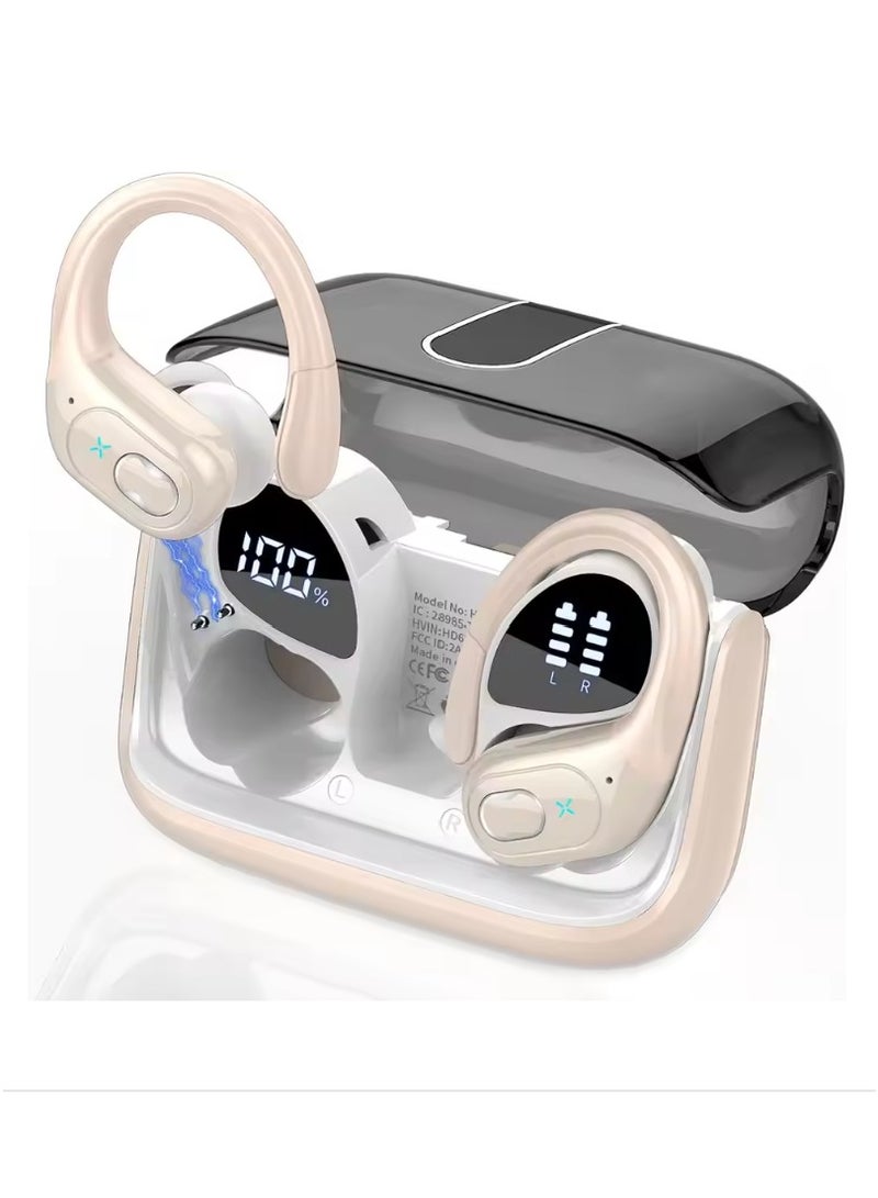 سماعة رأس لاسلكية حقيقية بشاشة عرض رقمية BX-HD65 - عمر بطارية طويل، مقاومة للماء، مكالمات عالية الوضوح، صوت محيطي ستيريو للرياضة - ذهبي وردي - Image 1
