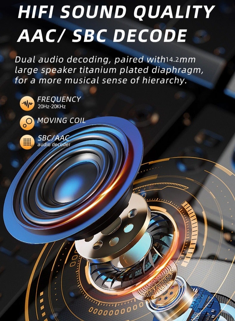 سماعة رأس لاسلكية حقيقية بشاشة عرض رقمية BX-HD65 - عمر بطارية طويل، مقاومة للماء، مكالمات عالية الوضوح، صوت محيطي ستيريو للرياضة - ذهبي وردي - Image 5