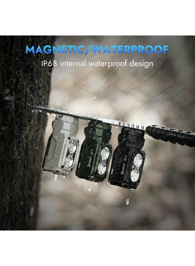 WUBEN E7 1800 Lumen Rechargeable Mini Flashlight with Magnet - Super Bright 6 Modes Khaki EDC Flashlight, Typ-C Rechargeable LED; IPX8 Pocket Flashlight for Headlamp Use, Rescue, Camping - Image 2