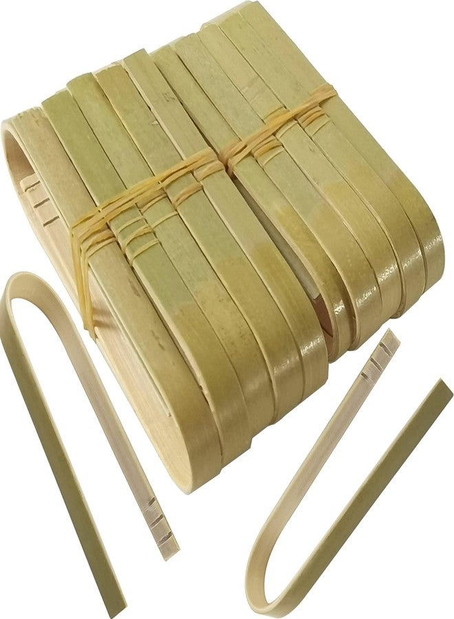 ROYHOO 100 Pack Bamboo Tongs Mini Bamboo Tongs Toaster Tongs for the Kitchen Cooking Tongs Teacup Clip Bread clip Roast Tongs, Green, 2.57, B-100 - Image 3