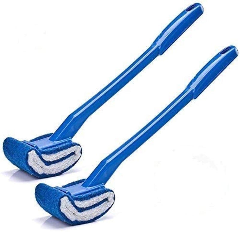 Toilet Brush Bowl Brush  ScratchFree Curved Good Grip Easy to Use Deep Cleaning No Scratching AntiSplashing Easy to Store 2pc Blue