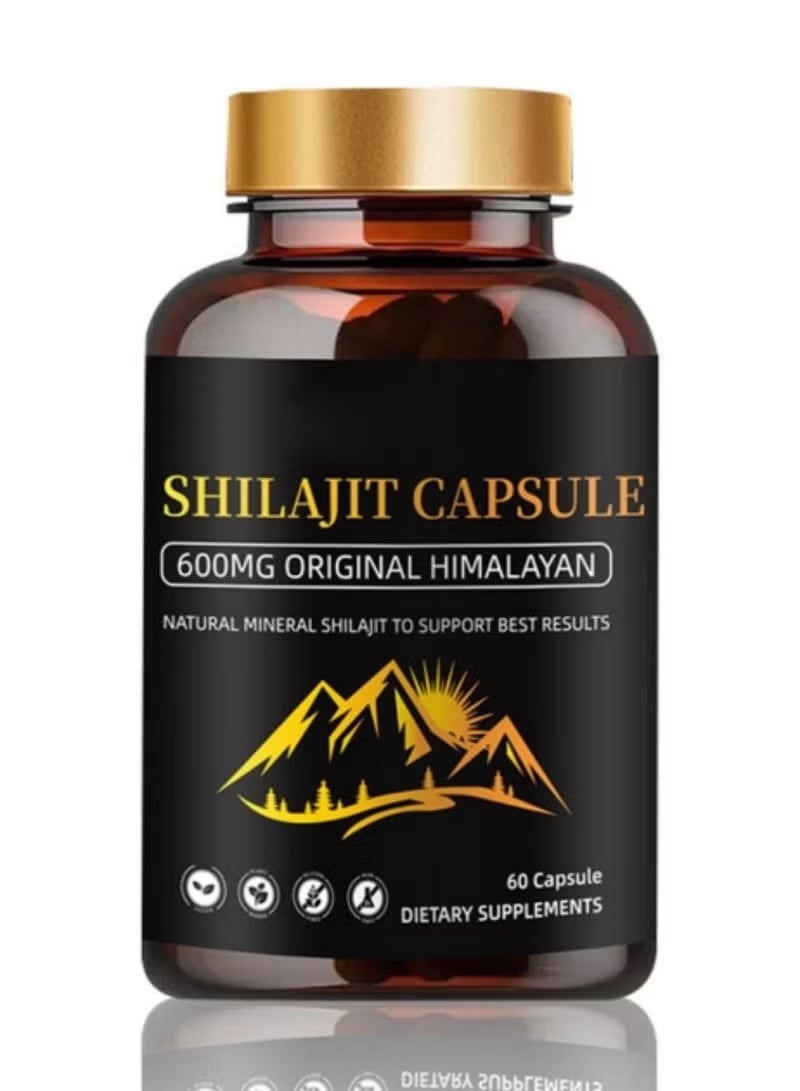 Shilajit RX Himalayan Shilajit Capsules – 600mg – Natural Energy & Stamina Booster for Men & Women – 60 Veg Capsules - Image 1