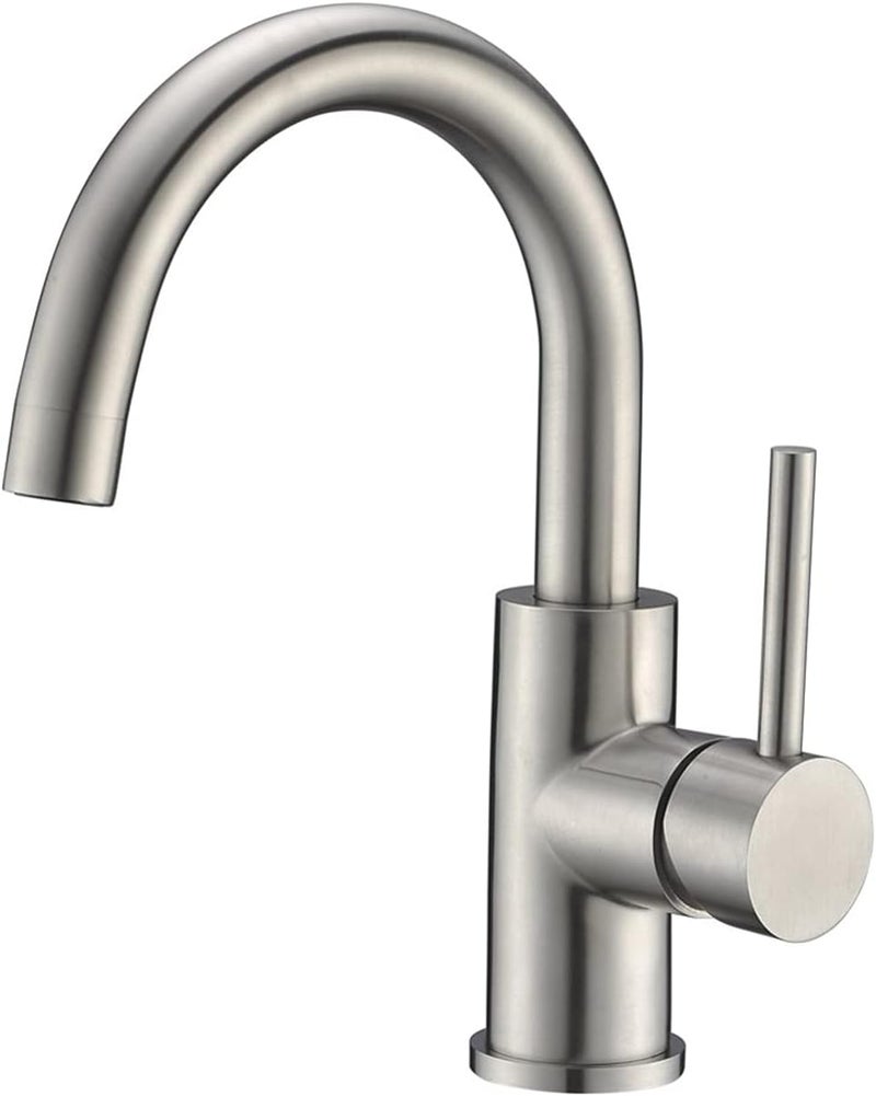 Crea Bar Sink Faucet, Bathroom Kitchen Faucet Brushed Nickel Pre Wet Small Mini Kitchen Bath Utility Marine Faucet Single Hole Stainless Steel Farmhouse Vanity Lavatory Faucets Outdoor - Image 1