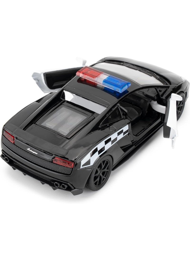 HALAMODO 1:36 Scale Lamborghini Police Car Model - Kids Pull-Back Toy Car With Openable Doors, Detailed Die-Cast Collection Model, Ideal For Cake Baking Decoration Accessories, Perfect Gift For Boys (Black/White, 12.7*5.7*3.5 cm) - Image 5