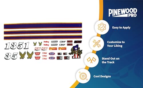 Pinewood Pro Indy-Style Derby Car Decals | Sticker Sheet for customizing Your Derby car | Easily Cut, Peel, and Apply Decals | Super Quick Way to Amplify The Look of Your Derby Racing car - Image 2
