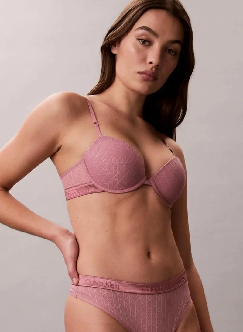 Calvin Klein Soft Mauve Lightly Lined Demi Bra - Icon Logo Lace for Women | Best Price UAE