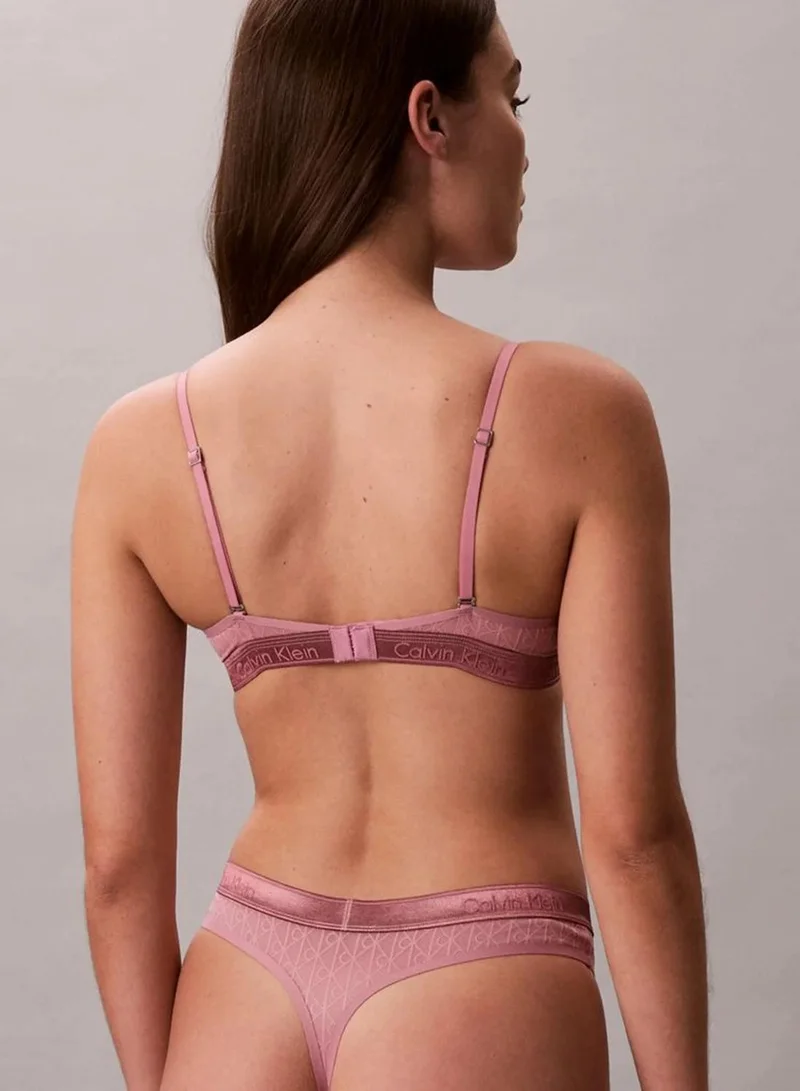 Calvin Klein Soft Mauve Lightly Lined Demi Bra - Icon Logo Lace for Women | Best Price UAE