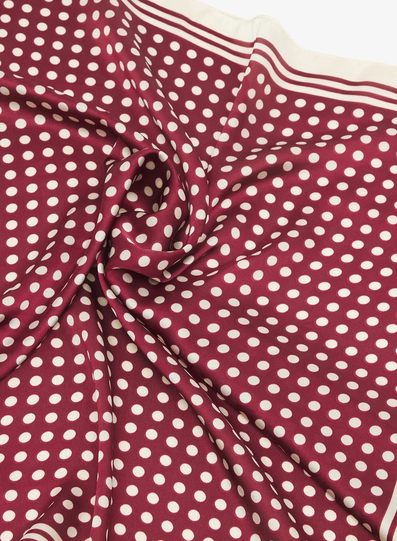 جينجر Silk Polka Dot Print Scarf