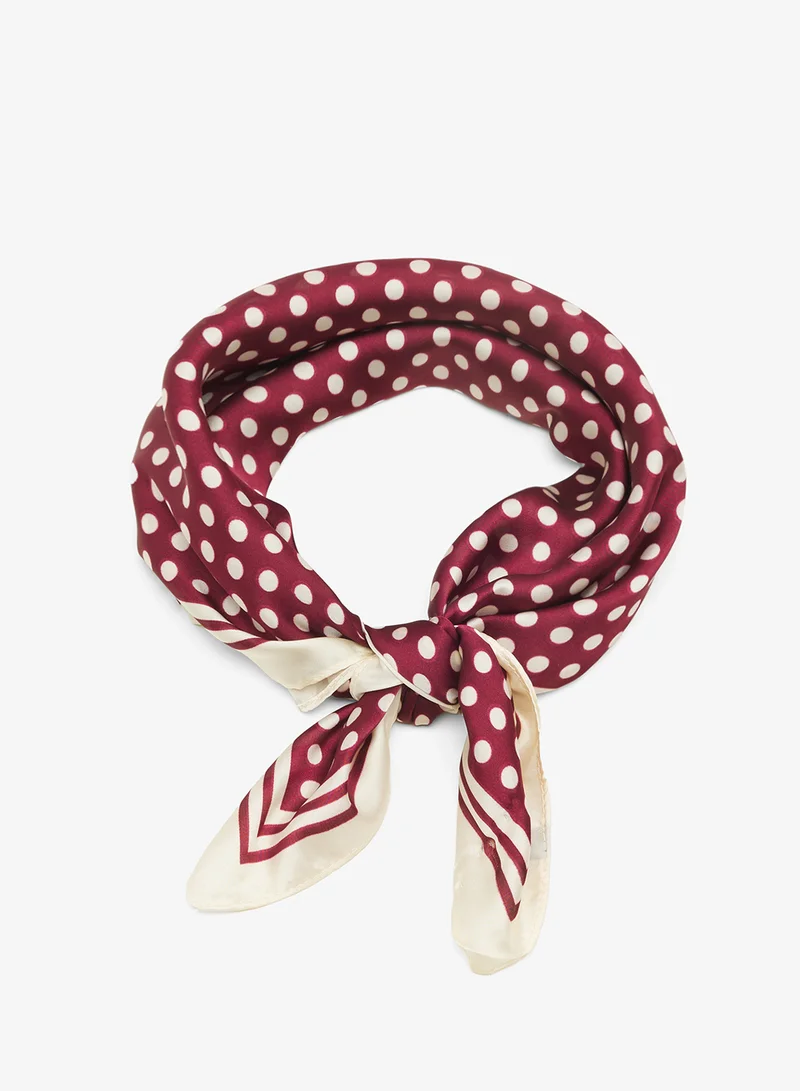 جينجر Silk Polka Dot Print Scarf
