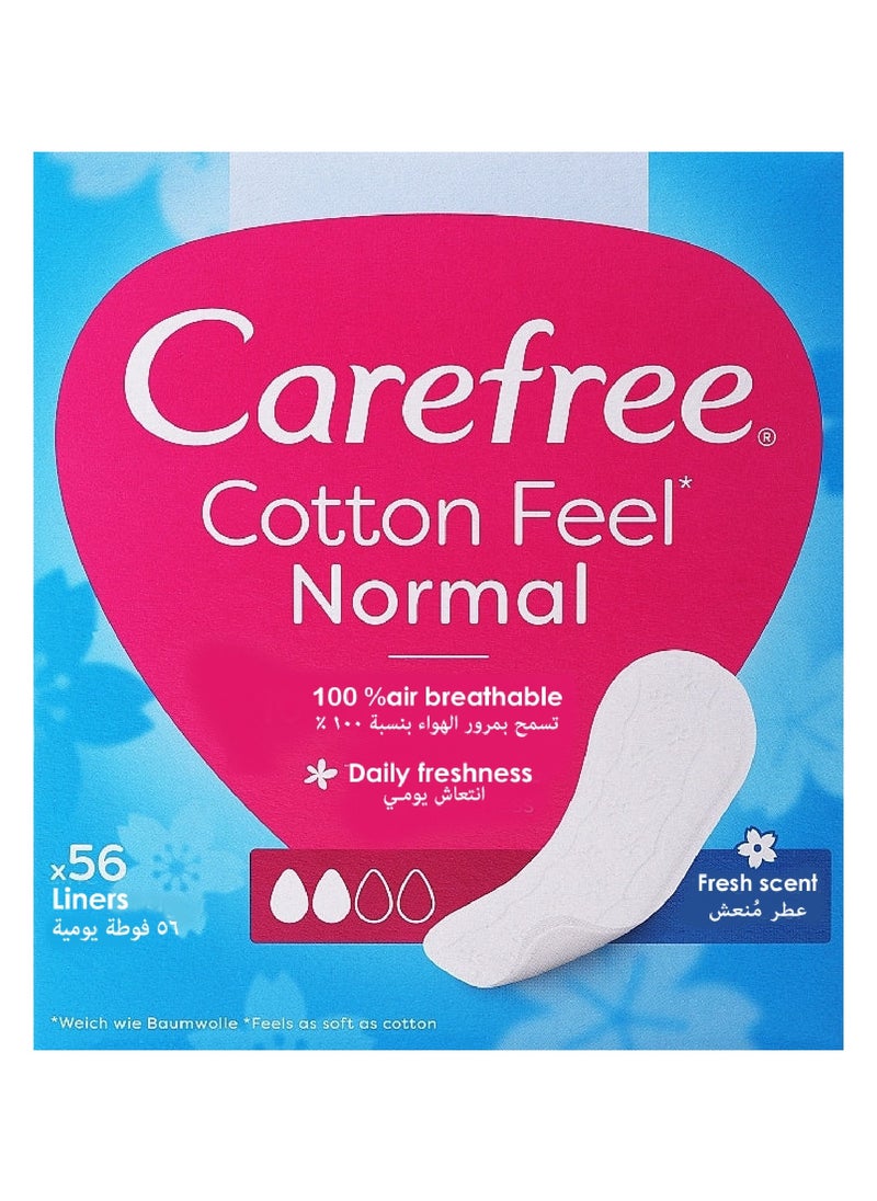 Carefree cotton feel normal Fresh Scent 56 liners 