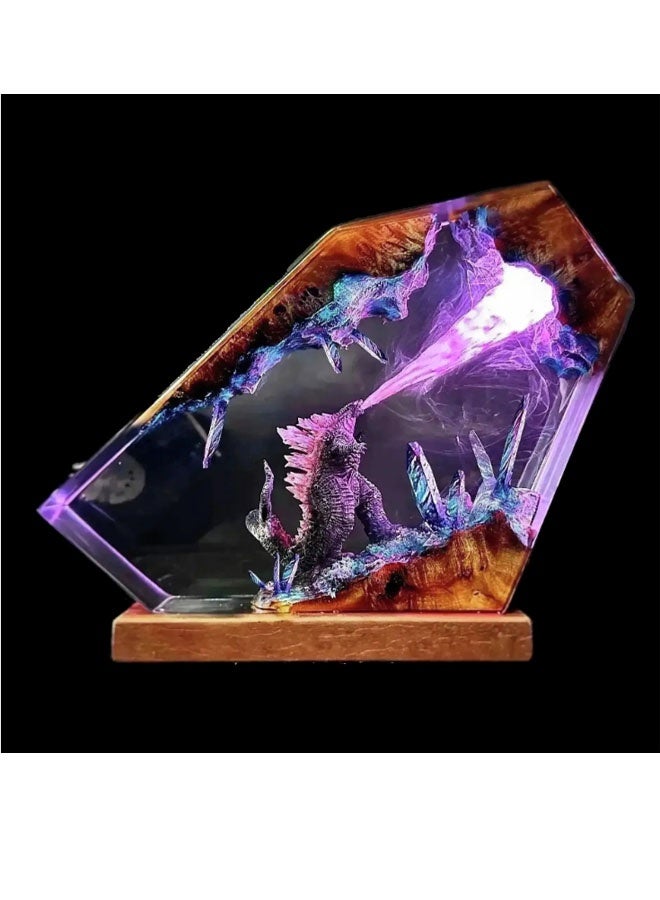 نيوترل مصباح ليلي / مصباح زخرفي على شكل غودزيلا - أنفاس ذرية، يتميز بإضاءة متدرجة متعددة الألوان مع إعدادات قابلة للتعديل للسطوع واللون. هدية ممتازة للأصدقاء والعائلة. - Image 4