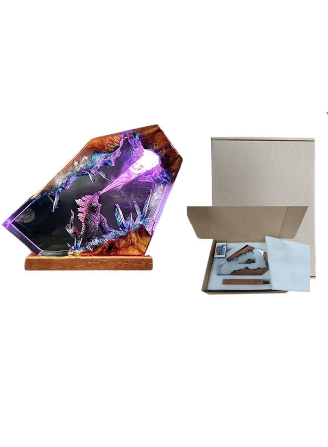 نيوترل مصباح ليلي / مصباح زخرفي على شكل غودزيلا - أنفاس ذرية، يتميز بإضاءة متدرجة متعددة الألوان مع إعدادات قابلة للتعديل للسطوع واللون. هدية ممتازة للأصدقاء والعائلة. - Image 3