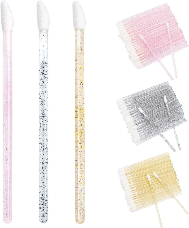 g2plus 300PCS Glitter Crystal Lip Brush, Disposable Lip Brushes Lip Gloss Applicators Lipstick Gloss Wands Applicator Perfect Makeup Tool Kits (Multi-colored) - Image 1