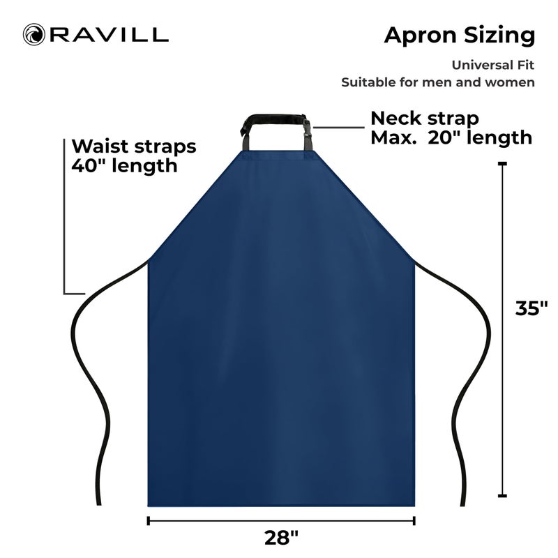Ravill Waterproof Apron For Men and Women - Blue - 35" Multi Purpose Work Aprons for Dishwashing, Dog Grooming, Cleaning - Heavy Duty Plastic Dishwasher Apron - Perfect Water Resistant Kitchen Apron - Image 2