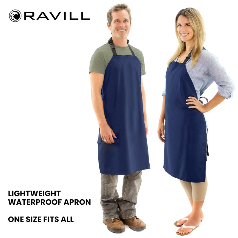 Ravill Waterproof Apron For Men and Women - Blue - 35" Multi Purpose Work Aprons for Dishwashing, Dog Grooming, Cleaning - Heavy Duty Plastic Dishwasher Apron - Perfect Water Resistant Kitchen Apron - Image 3