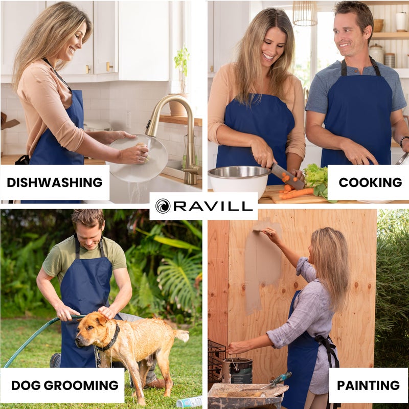 Ravill Waterproof Apron For Men and Women - Blue - 35" Multi Purpose Work Aprons for Dishwashing, Dog Grooming, Cleaning - Heavy Duty Plastic Dishwasher Apron - Perfect Water Resistant Kitchen Apron - Image 4