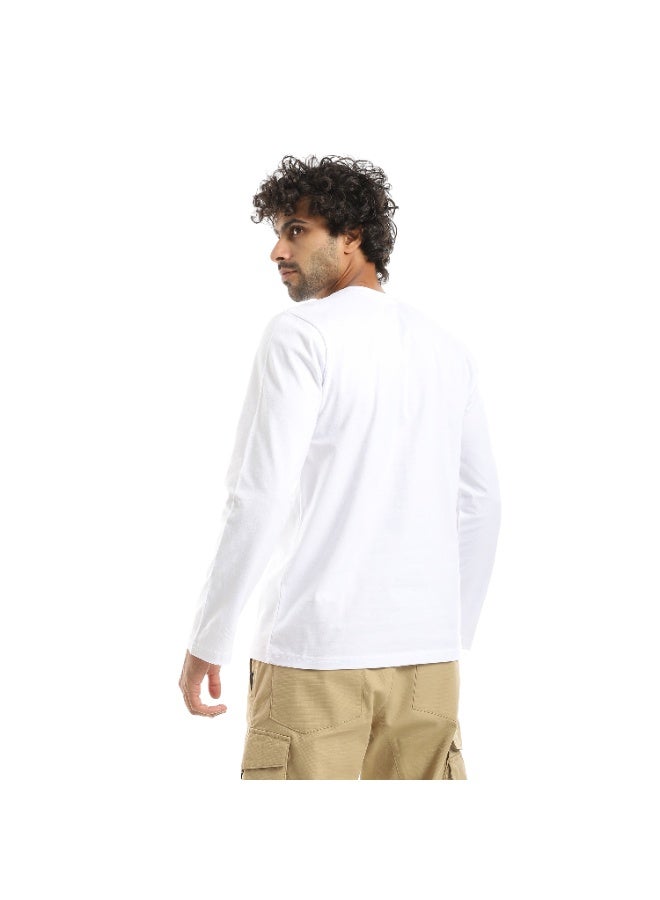 Andora Basic Long Sleeves Light Round Collar White T-Shirt - Image 2