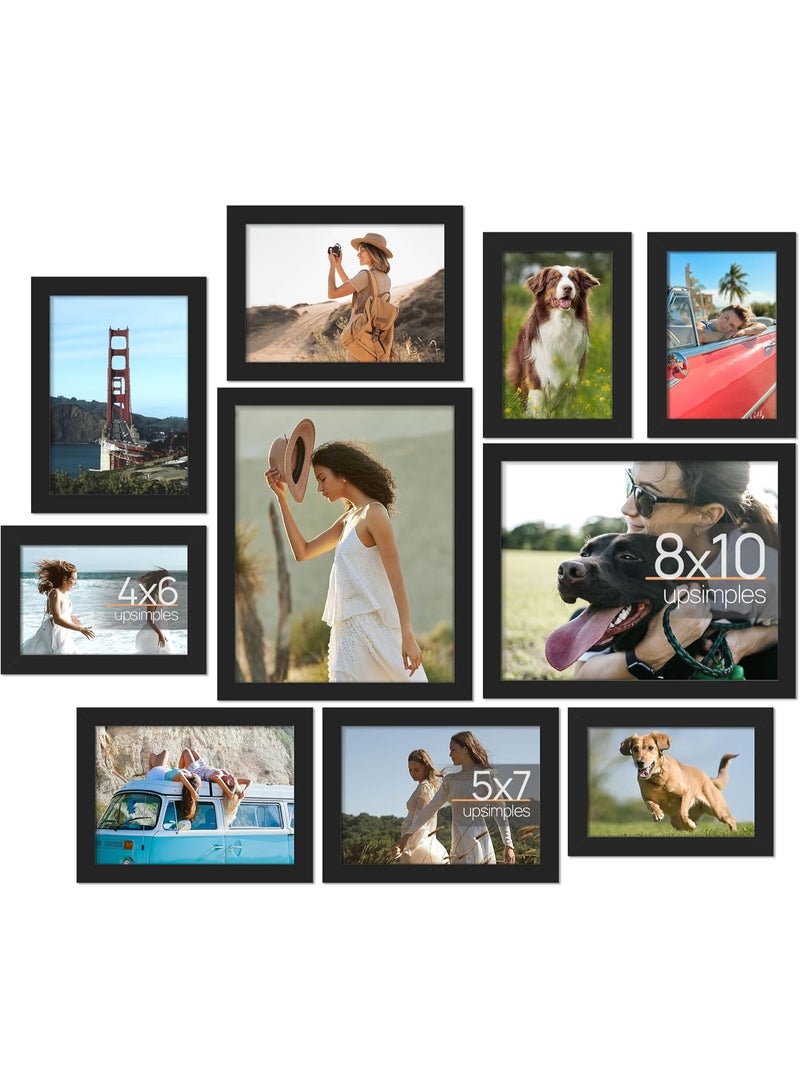 10 Pack Picture Frames Collage Wall Decor for Mounting or Tabletop Display, Photo Gallery Frame Set for Family, Multi Sizes Including 8x10, 5x7, 4x6, Black - Image 1