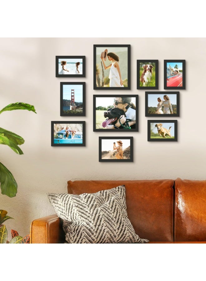 10 Pack Picture Frames Collage Wall Decor for Mounting or Tabletop Display, Photo Gallery Frame Set for Family, Multi Sizes Including 8x10, 5x7, 4x6, Black - Image 2