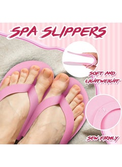 Jecery 18 Pcs Spa Party Supplies For Girls 6 Satin Kimono Robe 6 Spa Headband 6 Disposable Foam Pedicure Slippers (Pink,Size 14)  - Image 5