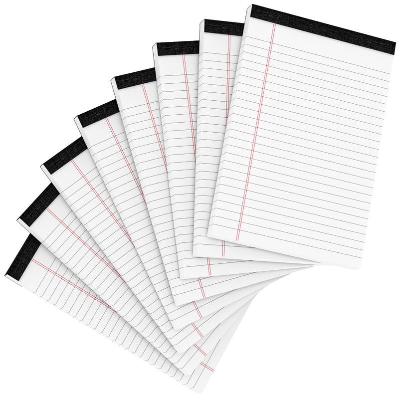 Aidunmis 8 Pack Office Legal Pads 5x8" Lined Writing Note Pads 5x8 for Home Office Supplies Small To Do List Notepad Legal Pad Narrow Ruled Notebook 80GSM Paper for School White 30 Sheets per Notepads for Work - Image 1