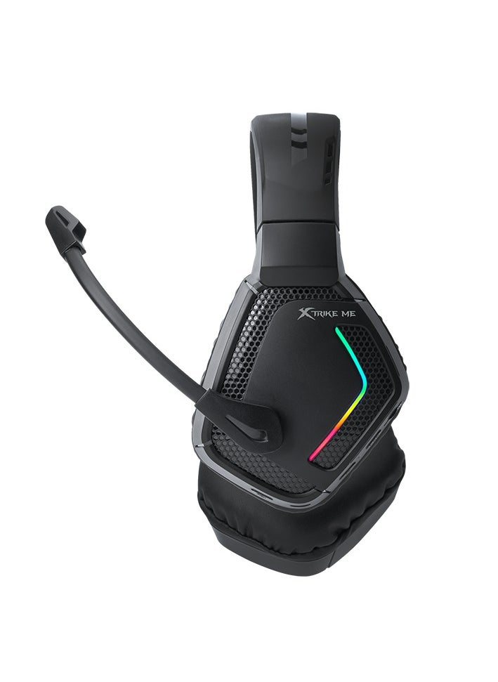 XTRIKE ME H-512W Tri-Mode Gaming Headset with 50mm Drivers | Stereo Surround Sound | RGB Backlight | PS5, Xbox, PC & Mobile Compatible | Omnidirectional Mic | Type-C + 3.5mm + USB LED Power  - Image 2
