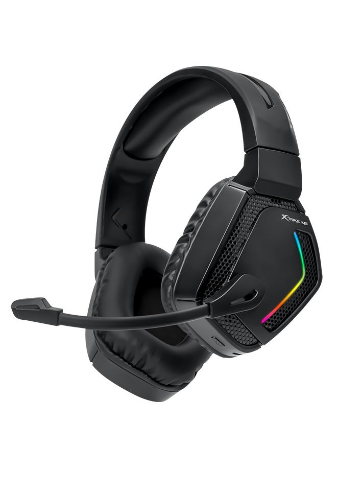XTRIKE ME H-512W Tri-Mode Gaming Headset with 50mm Drivers | Stereo Surround Sound | RGB Backlight | PS5, Xbox, PC & Mobile Compatible | Omnidirectional Mic | Type-C + 3.5mm + USB LED Power  - Image 3