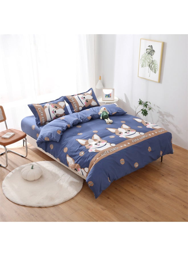 Quilt Cover Single Piece 150x 200 Student Dormitory Single Quilt Cover 200x 230cm Double Quilt Imitation Cotton Four Seasons Wholesale-Color:Corgi-Specifications:1.9m Piece Set [quilt Cover 150*200] - Image 1
