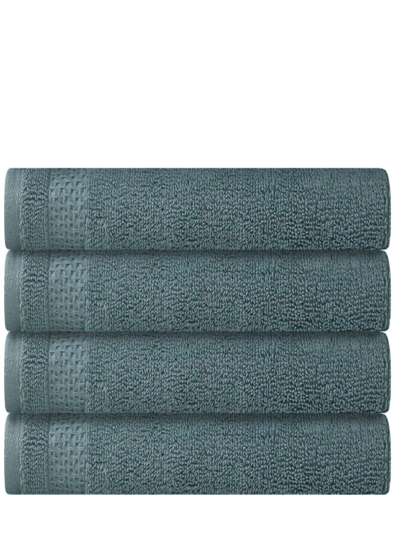 REZLAN UAE REZLAN Premium 4-Piece Hand Towel Set - 100% Cotton (40×60 cm/16×24 in) - Soft & Absorbent - SEA GREEN  - Image 1