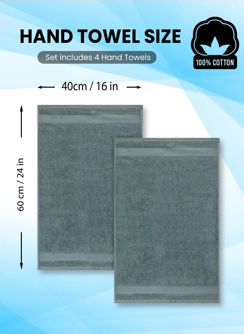 REZLAN UAE REZLAN Premium 4-Piece Hand Towel Set - 100% Cotton (40×60 cm/16×24 in) - Soft & Absorbent - SEA GREEN  - Image 2