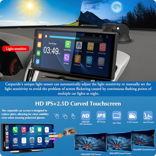 Carpuride 2025 Carpuride W903 Wireless Carplay & Android Auto with Dash Cam - 9.3" HD IPS Touch Car Play Screen for Car, 4K Front & 1080P Rear Camera, Loop Recording, Bluetooth Audio, Mirror Link, GPS, Siri - Image 5