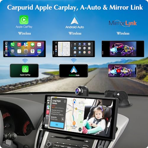 Carpuride 2025 Carpuride W903 Wireless Carplay & Android Auto with Dash Cam - 9.3" HD IPS Touch Car Play Screen for Car, 4K Front & 1080P Rear Camera, Loop Recording, Bluetooth Audio, Mirror Link, GPS, Siri - Image 2