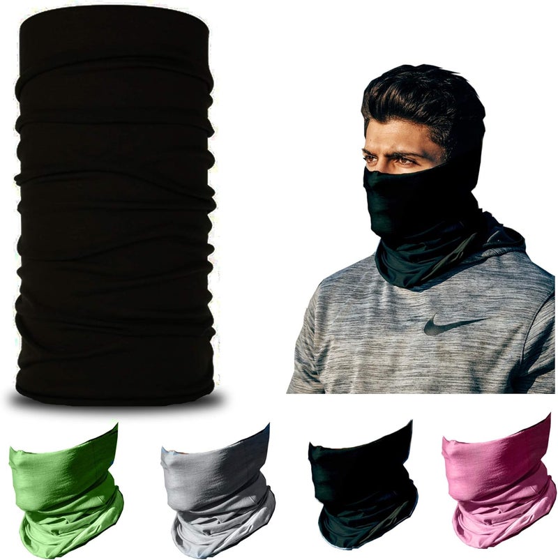 ARMORAY Neck Gaiter Face Mask - 4 Pack Reusable & Washable Cloth Face Cover, Black - Image 4