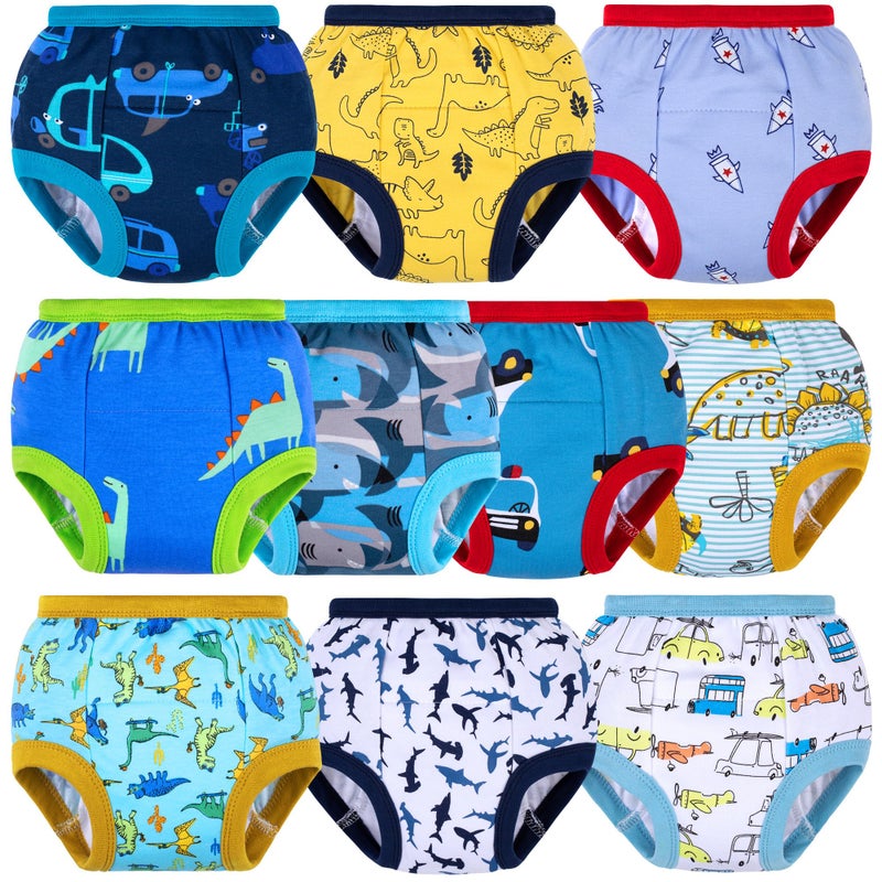 BIG ELEPHANT 10 Packs Baby Girls' and Boys' Potty Training Pants, 100% Cotton Absorbent Training Underwear for Toddler, 4T - Image 1