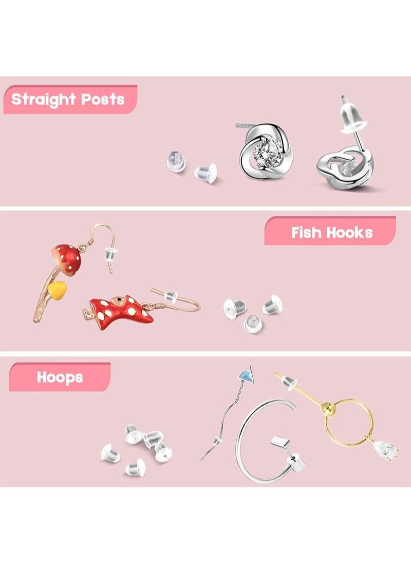 Aikanbo - 100 Pieces Clear Disc Pads and 200 Pieces Earring Backs Earring Back Set for Stabilizing Earrings/Fishhook Style Earrings - Image 1