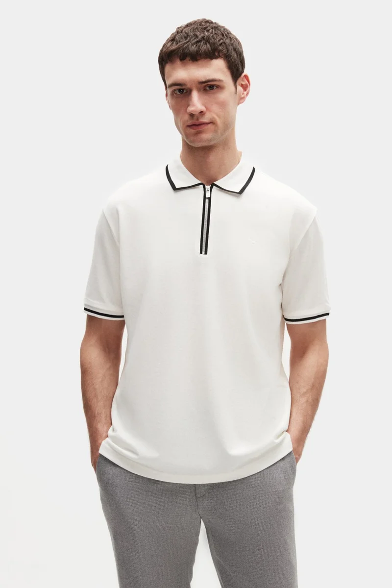 D'S DAMAT Regular Fit Ecru Plain T-Shirt 4HC142991002M