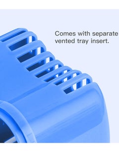 Annhua Denture Case Orthodontic Retainer Holder Mouth Guard Night Case, Denture Bath Cleaning Soaking Cup with Strainer and Lid (Blue)  - Image 2