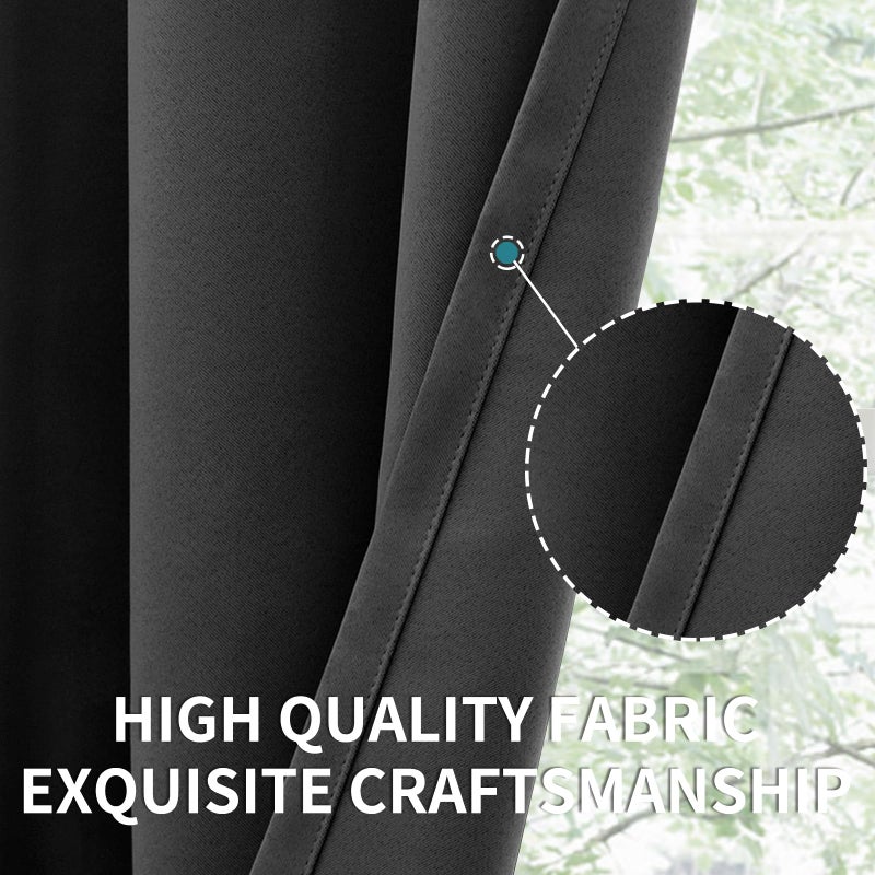 BGment Kitchen Curtain 45 Inch Length  Short Blackout Curtain for Small Window  Grommet Privacy Thermal Insulated Tier Room Darkening Drape for Bedroom  1 Panel  38 x 45 Inch  Dark Grey - Image 5