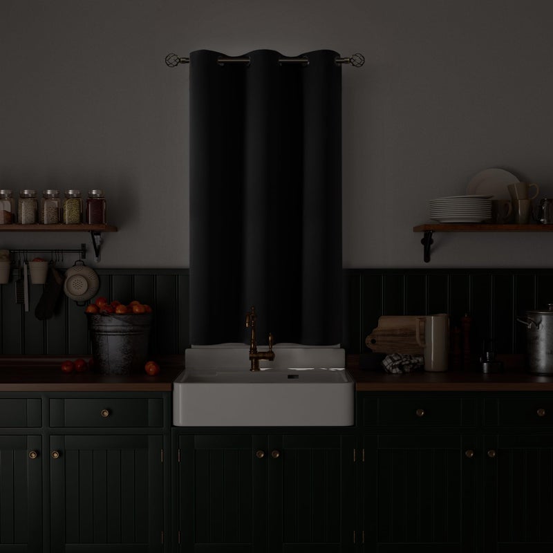 BGment Kitchen Curtain 45 Inch Length  Short Blackout Curtain for Small Window  Grommet Privacy Thermal Insulated Tier Room Darkening Drape for Bedroom  1 Panel  38 x 45 Inch  Dark Grey - Image 2