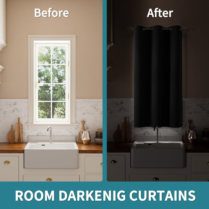 BGment Kitchen Curtain 45 Inch Length  Short Blackout Curtain for Small Window  Grommet Privacy Thermal Insulated Tier Room Darkening Drape for Bedroom  1 Panel  38 x 45 Inch  Dark Grey - Image 3