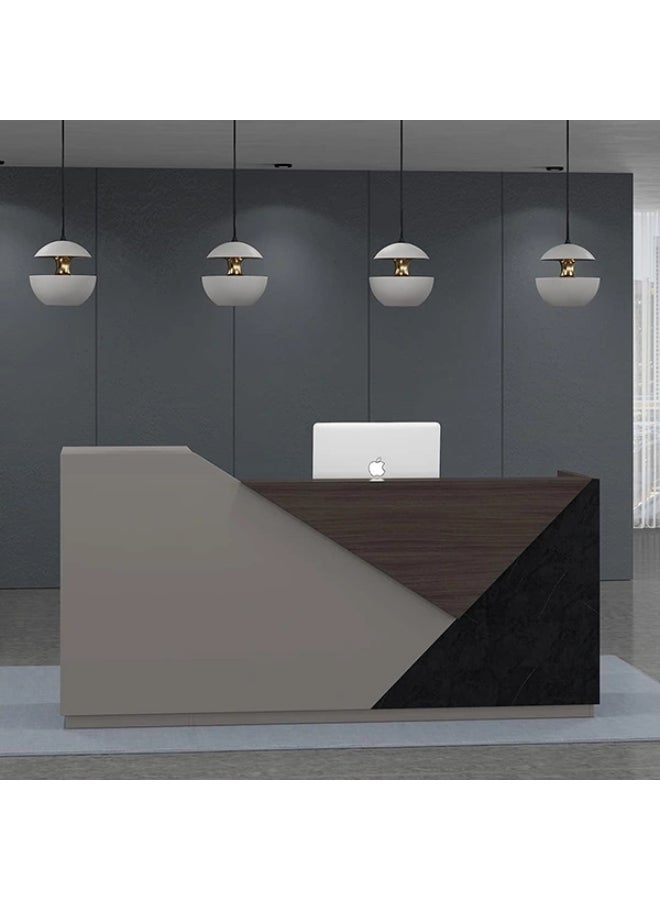 NEO FRONT FURNITURE 1.6 Meter Reception Desk – Luxury Brown HDF Front Desk Table for Office Lobby, Clinic & Reception Area (160 x 65 x 100 cm) TC-QT668 - Image 1