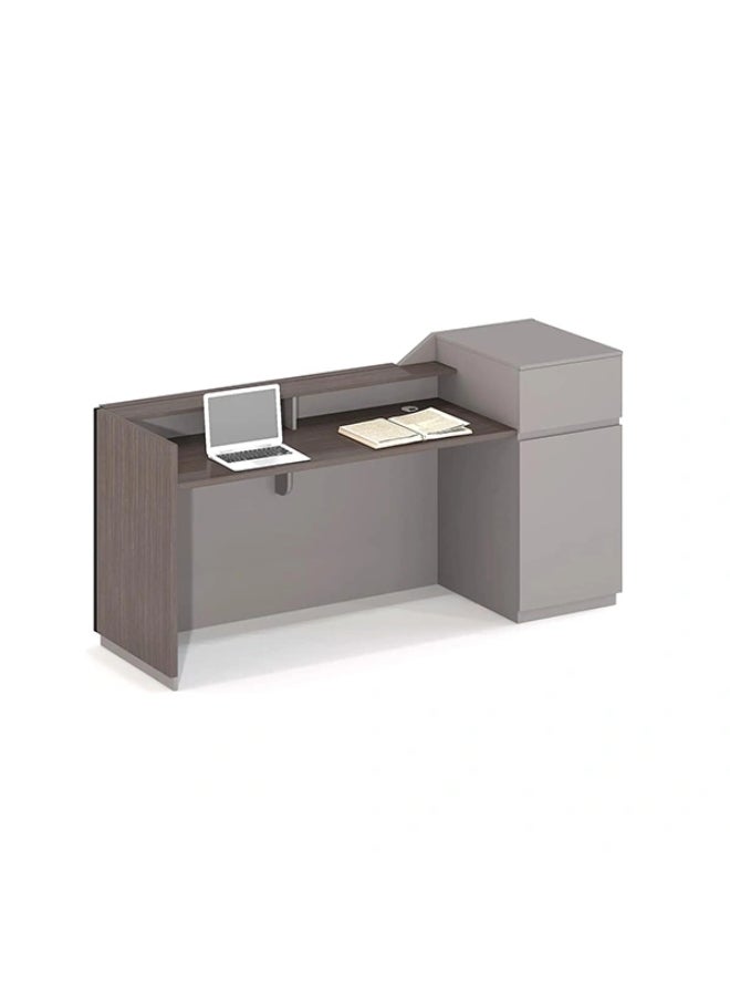 NEO FRONT FURNITURE 1.6 Meter Reception Desk – Luxury Brown HDF Front Desk Table for Office Lobby, Clinic & Reception Area (160 x 65 x 100 cm) TC-QT668 - Image 3