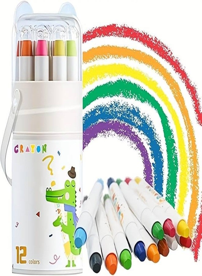 Amitasha 12 Crayons Colour Set Washable Crayons Twistable Rolling Wax Color Pens for Kids Drawing Art Work Supplies Educational Gift - Image 1