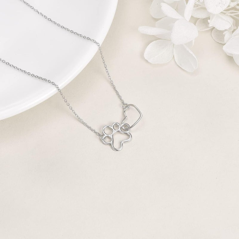 ONEFINITY Store Paw Print Necklace 925 Sterling Silver Cat Dog Paw Pendant Jewelry for Women Pet Lover Gifts - Image 2