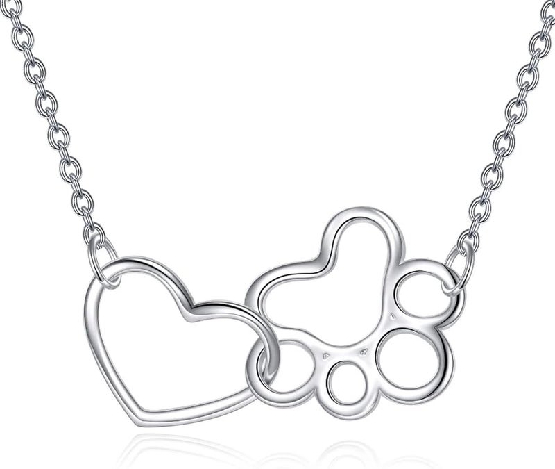 ONEFINITY Store Paw Print Necklace 925 Sterling Silver Cat Dog Paw Pendant Jewelry for Women Pet Lover Gifts - Image 1