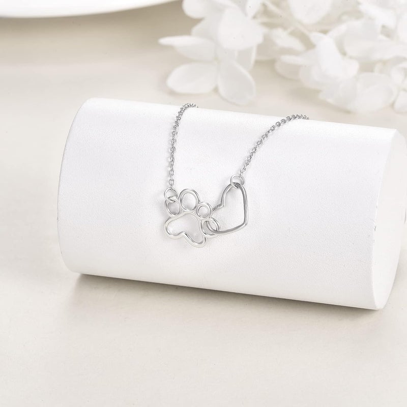 ONEFINITY Store Paw Print Necklace 925 Sterling Silver Cat Dog Paw Pendant Jewelry for Women Pet Lover Gifts - Image 3