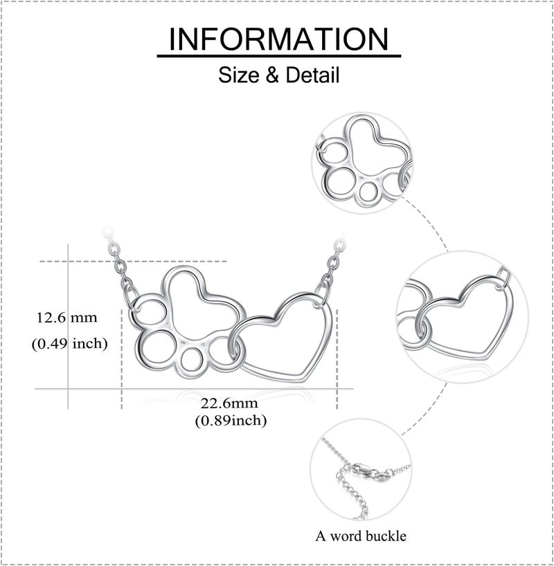ONEFINITY Store Paw Print Necklace 925 Sterling Silver Cat Dog Paw Pendant Jewelry for Women Pet Lover Gifts - Image 4